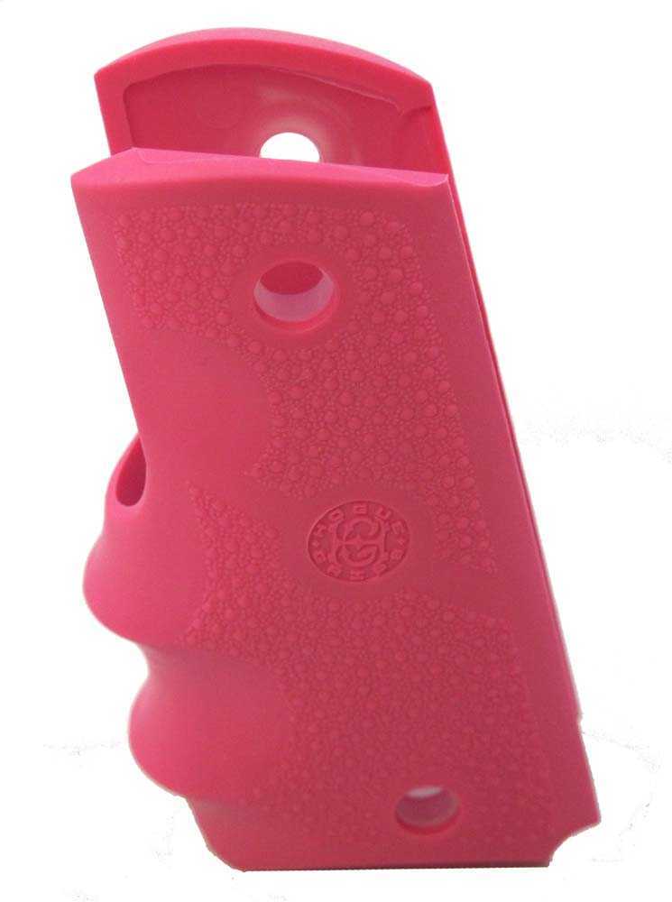 Hogue 43007 1911 Officers Model Rubber Grip W/Finger Grooves Pink