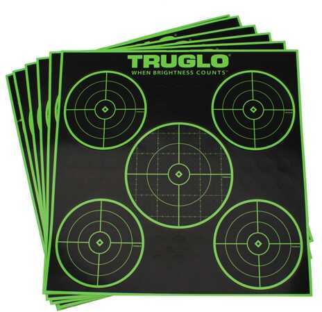 Truglo TG11A6 Tru-See Self-Adhesive Paper 12" x 12" 5-Bullseye Black/Green 6 Pack