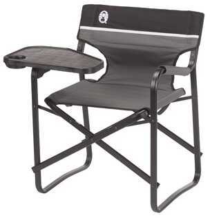 Coleman Aluminum Deck Chair W/ Swivel Table Grey/Black