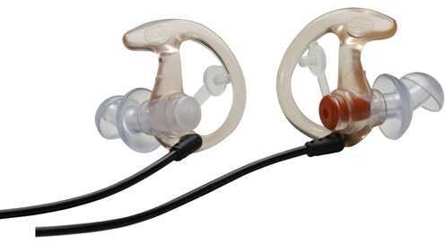 EP3 Sonic Defenders 1 Pair - Large Clear 24Db NRR With Attached Stopper Plugs inserted 2-Flange Earplug Lowers