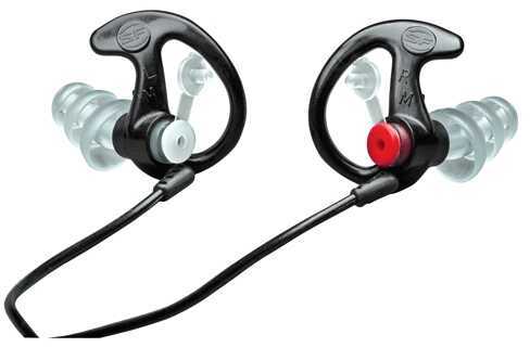 EP4 Sonic Defenders Plus 1 Pair - Medium Black 24Db NRR With Attached Stopper Plugs inserted 3-Flange Earplug Tr