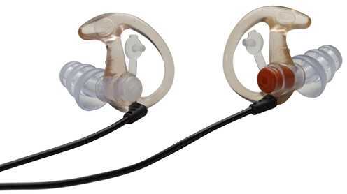 EP4 Sonic Defenders Plus 1 Pair - Large Clear 24Db NRR With Attached Stopper Plugs inserted 3-Flange Earplug Tri