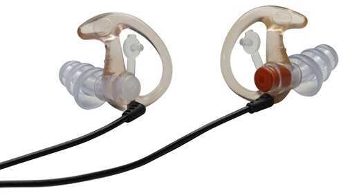 EP4 Sonic Defenders Plus 25 Pairs - Large Clear 24Db NRR With Attached Stopper Plugs inserted 3-Flange Earplug T