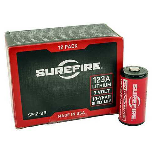 Surefire Battery Cr123a Lithium 12/Pack Box Red Surefire12-bb
