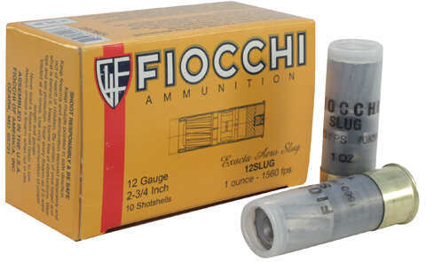 12 Gauge 2-3/4" Lead Slug  1 oz 10 Rounds Fiocchi Shotgun Ammunition