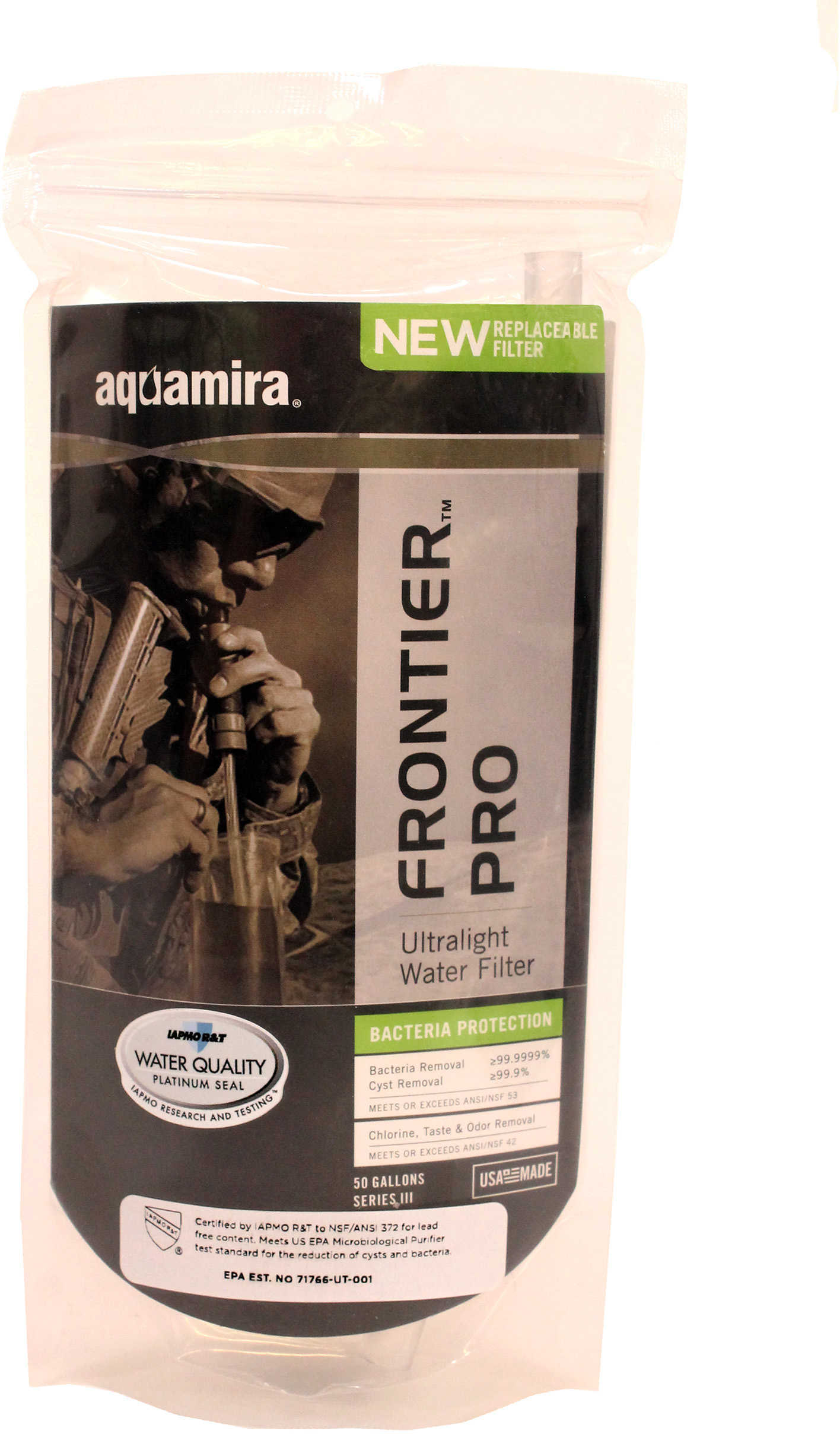 Aquamira Frontier Series III Pro Ultralight Water Filter Pump Free System 50 Gallon Capacity 67106