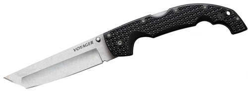 Cold Steel Voyager Folding Knife AUS 8A/Stone Washed Plain Tanto Point Dual Thumb Stud/Pocket Clip 5.5" BD1 29AXT