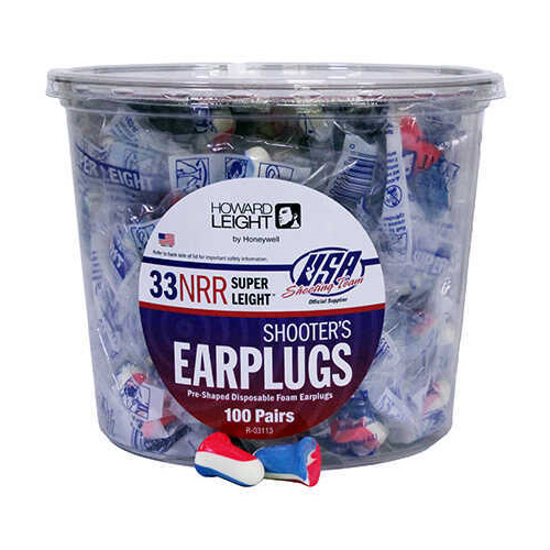 Howard Leight Super Ear Plugs Foam NRR 33 Uncorded Red/White/Blue 100 Pair R-03113