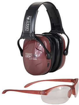 Howard Leight Womens Shooting Sports Safety Combo Kit Shooting Glasses Dusty Rose With Clear Lens And Earmuff 25Db Dusty