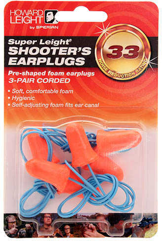 Howard Leight 3 Pair Corded Foam Red Ear Plugs Md: R01180