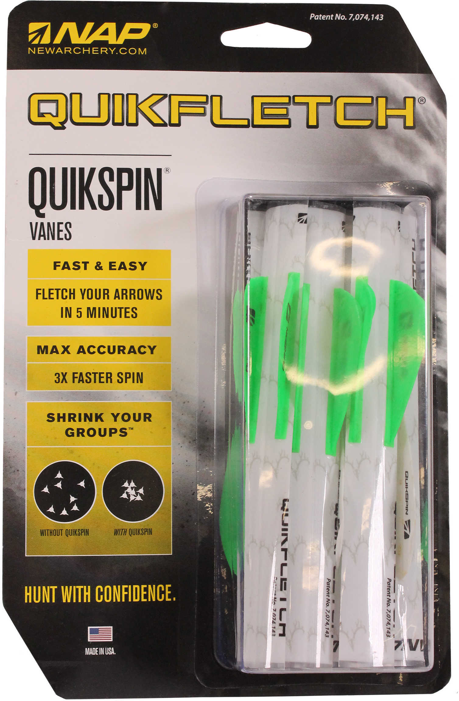 New Archery Quikfletch QuikspIn 2 In. 6Pk Wht/Grn