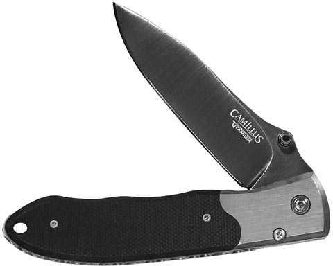 Camillius Pristine Folding Knife Plain Edge Black and Silver G10/Stainless Steel Handle Carbonitride Titanium Non-Stick