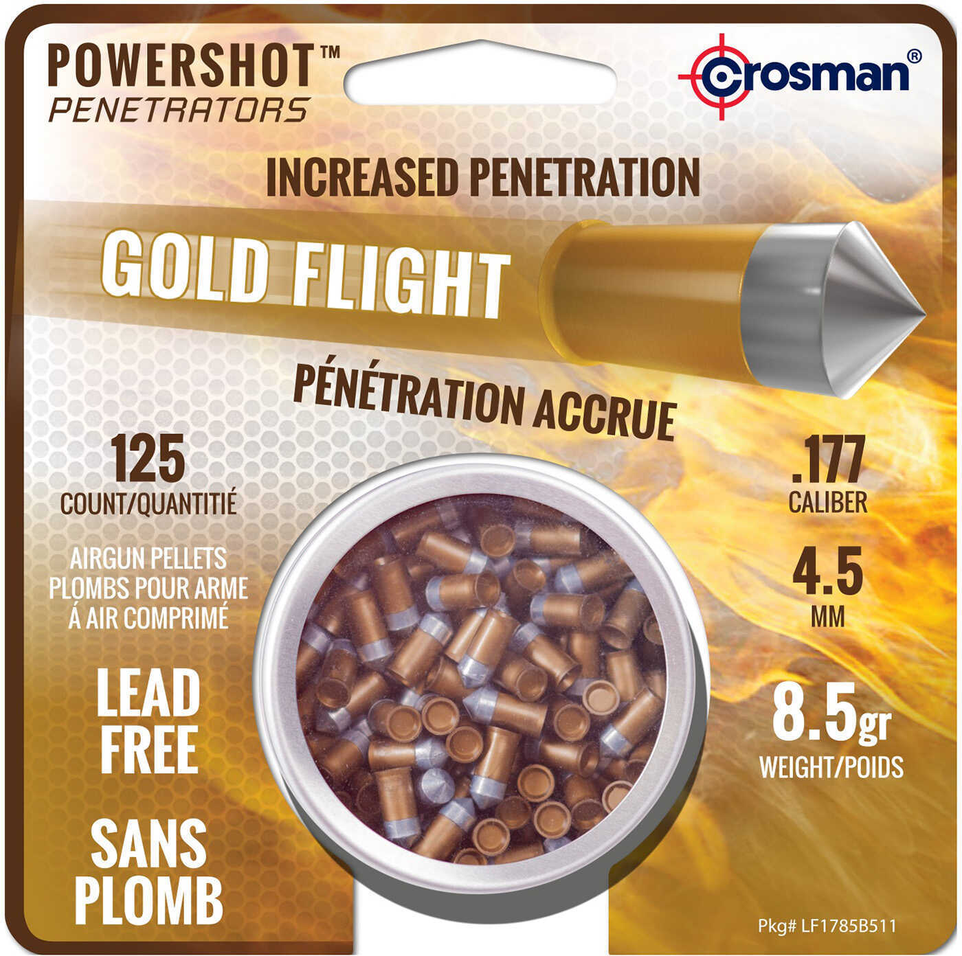 Crosman LF1785 Gold Flight Penetrators Pellets .177 8.5 Grain Lead-Free 125ct