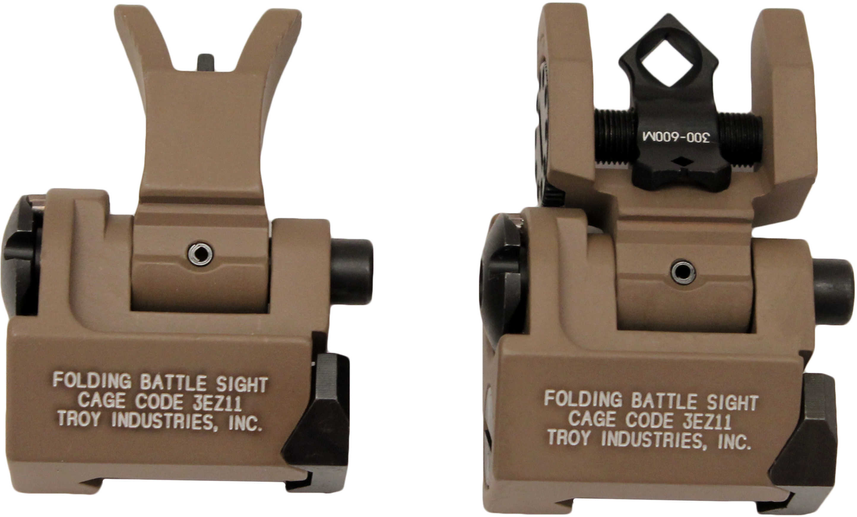 Troy SSIGMCMSSFT BattleSight Micro Set M4 Front/DOA Rear Weapons w/Raised Top Rail Picatinny Mount Aluminum FDE