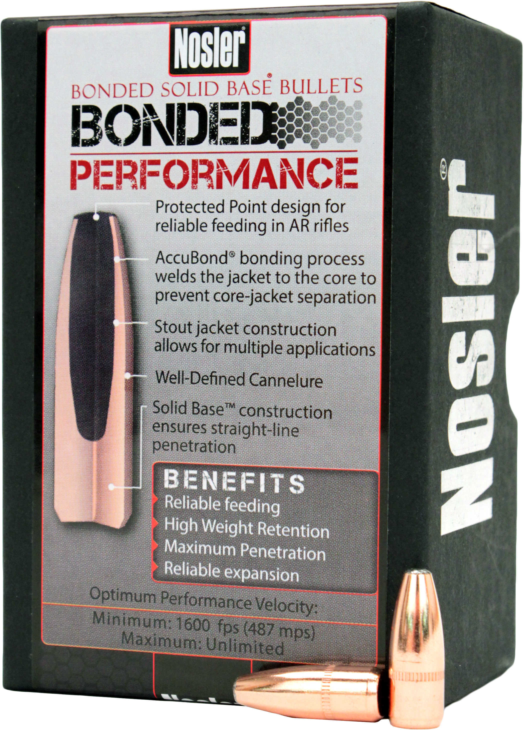 Nosler 38140 Bonded Performance 6.88mm 90 Grains Protected Point 100 Per Box Copper