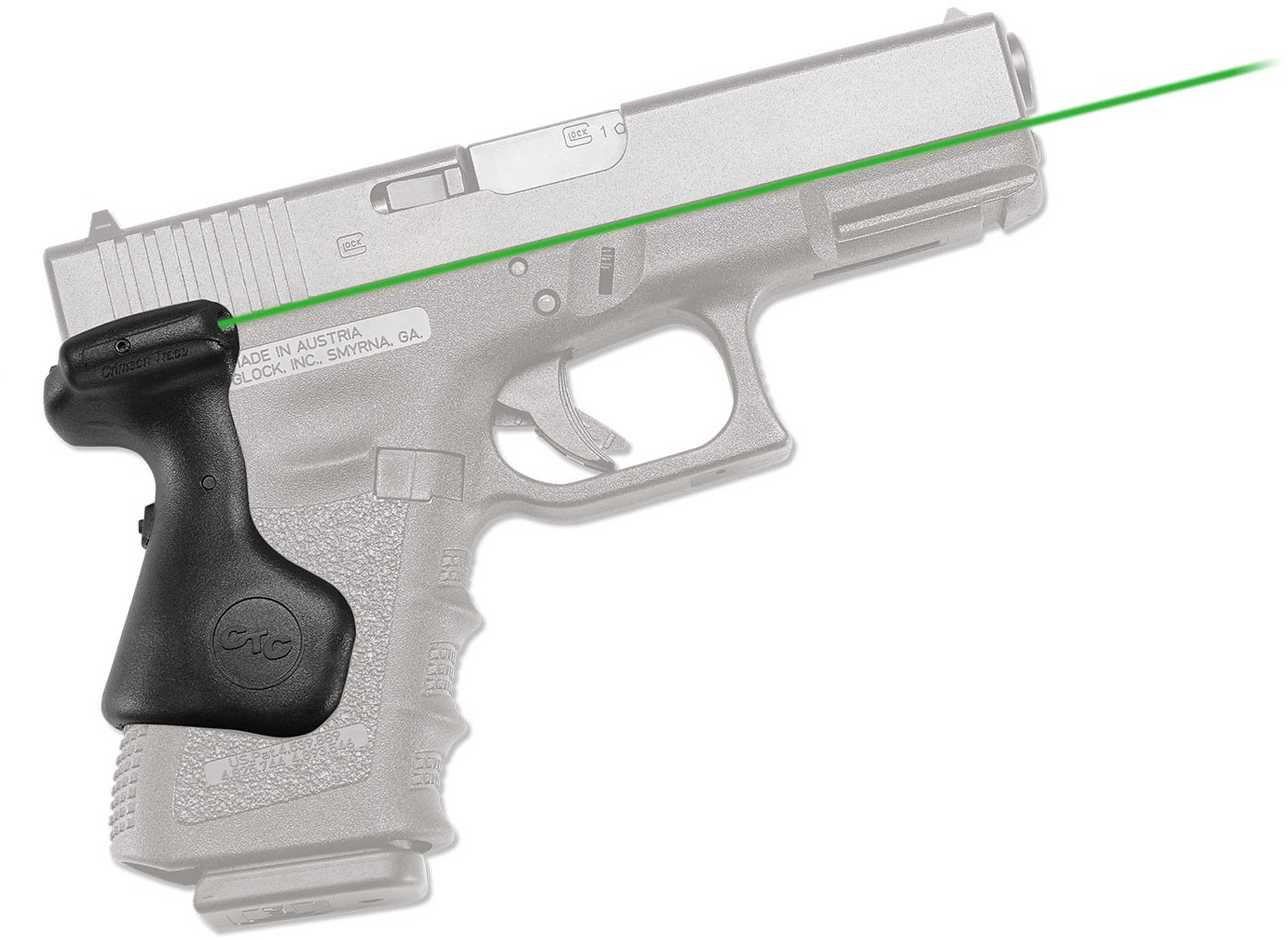 Crimson Trace Corporation Green LaserGrip Fits Glock Third Generation 19/23/25/32 Compact Size Black Finish