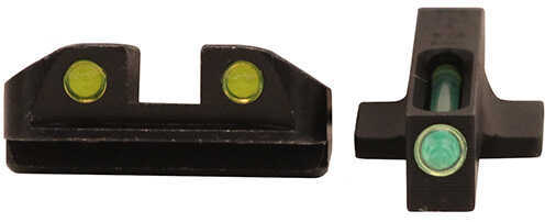 Truglo TGTG131AT1Y TFO Black | Green Tritium & Fiber Optic Front Sight Yellow Tritium & Fiber Optic Rear Sight