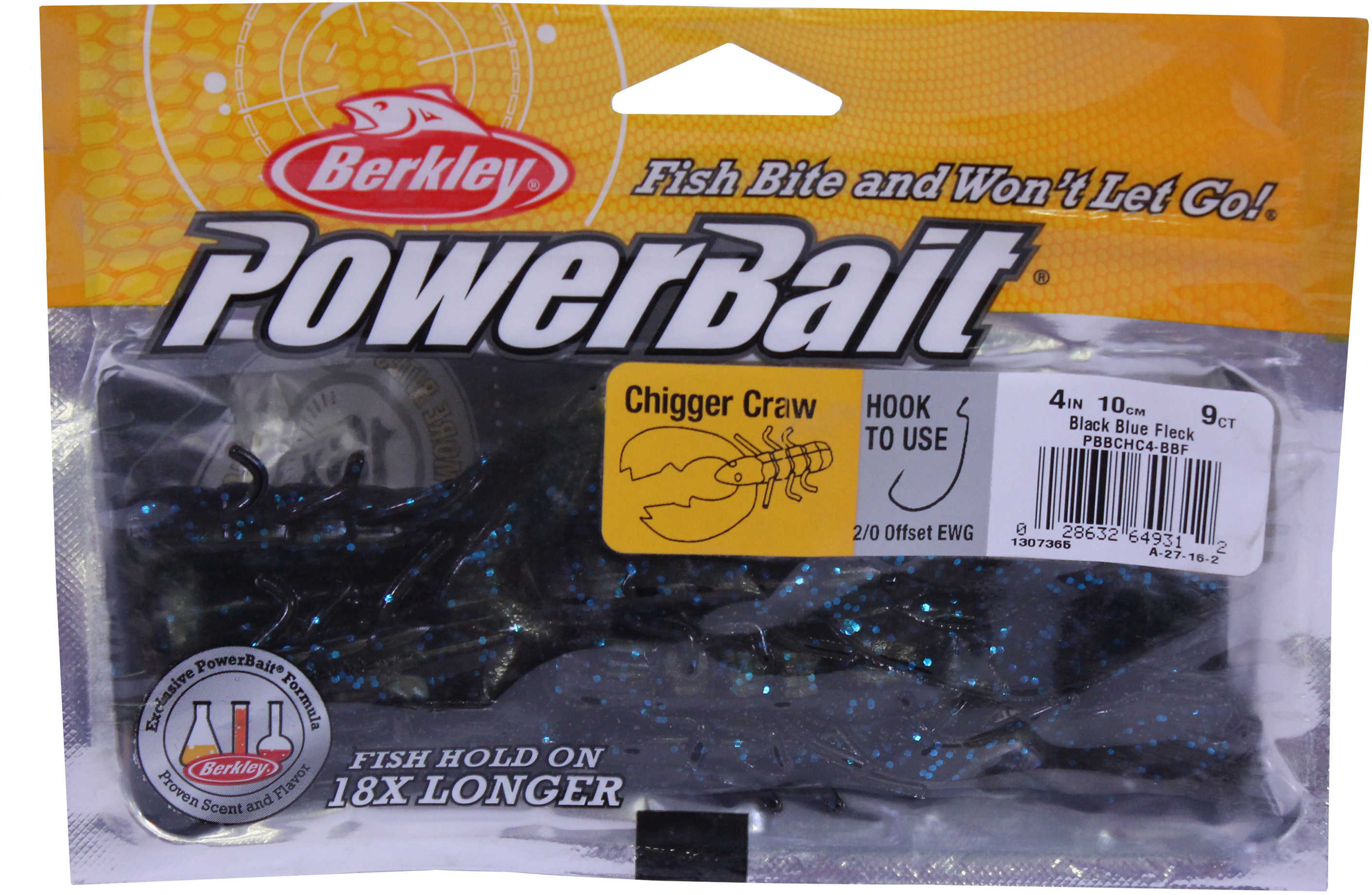 Berkley Powerbait Chigger Craw 4In 9bg Black Blue Flake