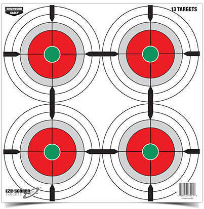 Birchwood Casey 37253 EZE-Scorer Multiple Bull's-Eye Paper 12" Bullseye Black/Gray/Green/Red/White 13 Pack