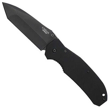 Camillius Tanto Folding Knife Plain Edge Black G-10 Handle Matte Finish Black Blade 3.5" Blade Length 8.25" Overall Leng