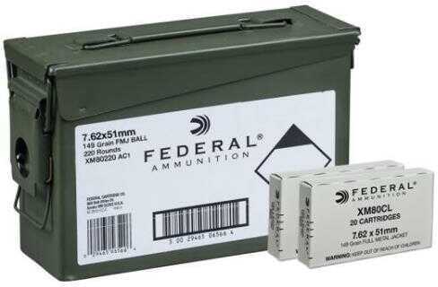 7.62 NATO 149 Grain Full Metal Jacket 220 Rounds Federal Ammunition