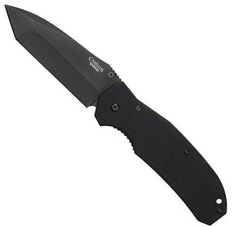 Camillius Tanto 2 Folding Knife Plain Edge Black G-10 Handle Matte Finish Black Blade 2.85" Blade Length 6.75" Overall L