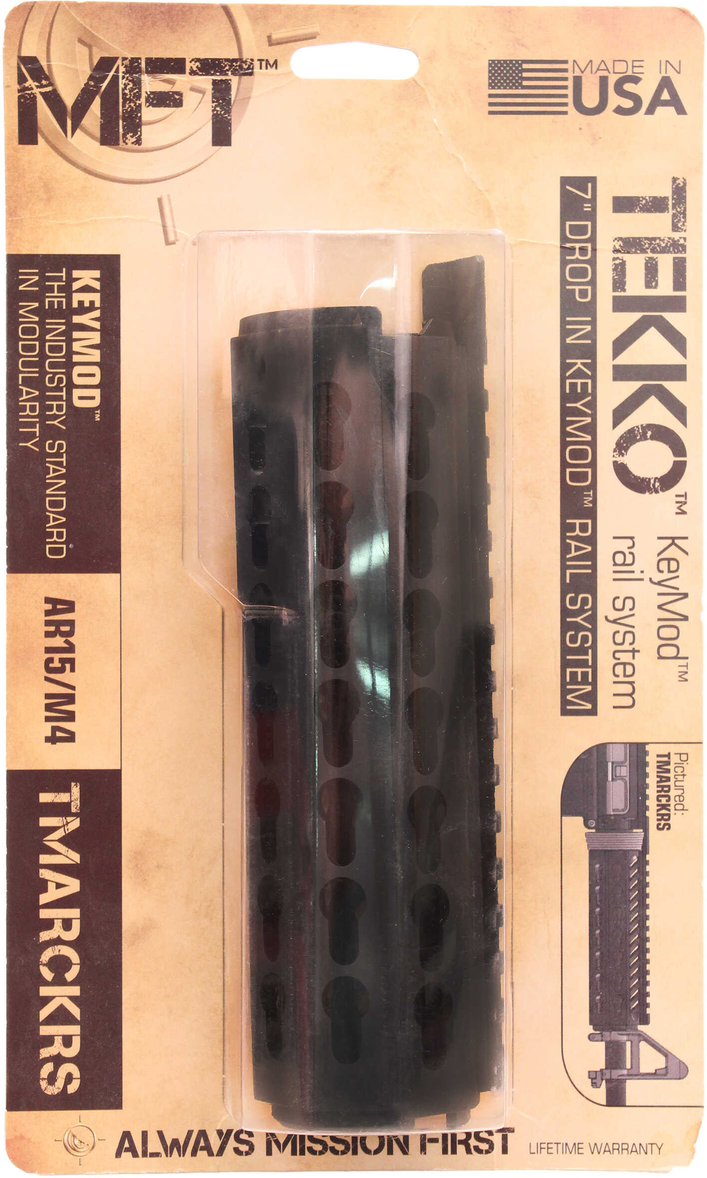 Mission First Tactical Tekko Drop In Keymod Rail System 7" Fits AR-15 Carbine Black TMARCKRS