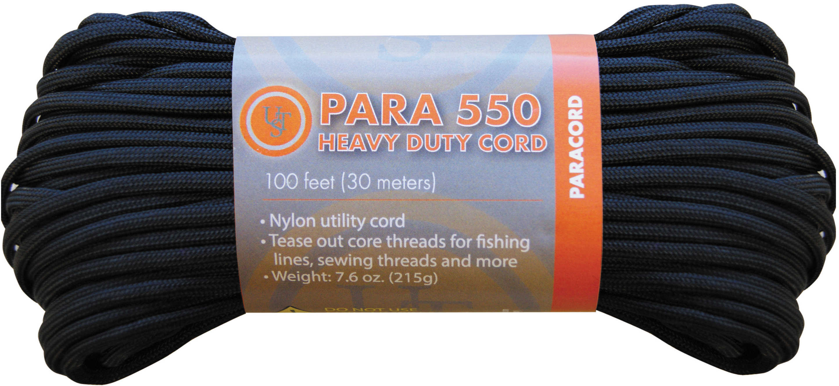 UST - Ultimate Survival Technologies Paracord 550 100 Feet, 550Lb Test 100% Nylon, 550Hanks, Black 20-5X100-20