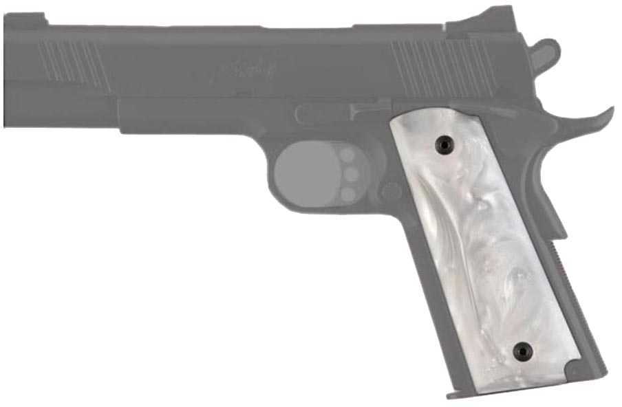 Hogue Govt. Model 1911 Smooth White Pearl Polymer Ambi Cut