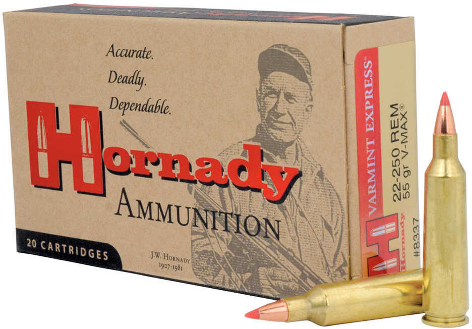 22-250 Rem 55 Grain V-Max 20 Rounds Hornady Ammunition Remington
