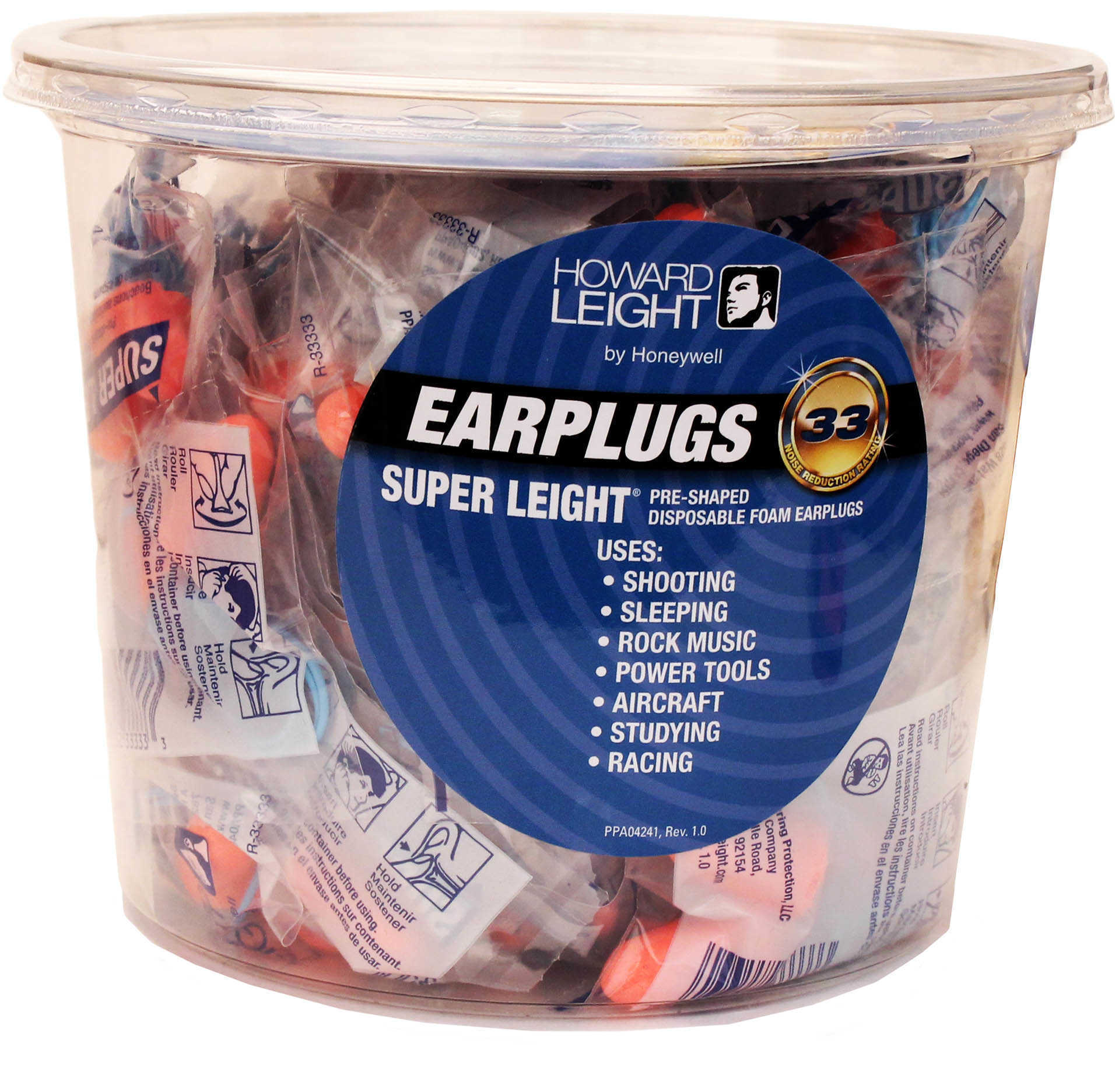 Howard Leight Super Leight Ear Plugs Pre-shaped Foam Coral Ear Plugs 33db 50/pr Corded Tub