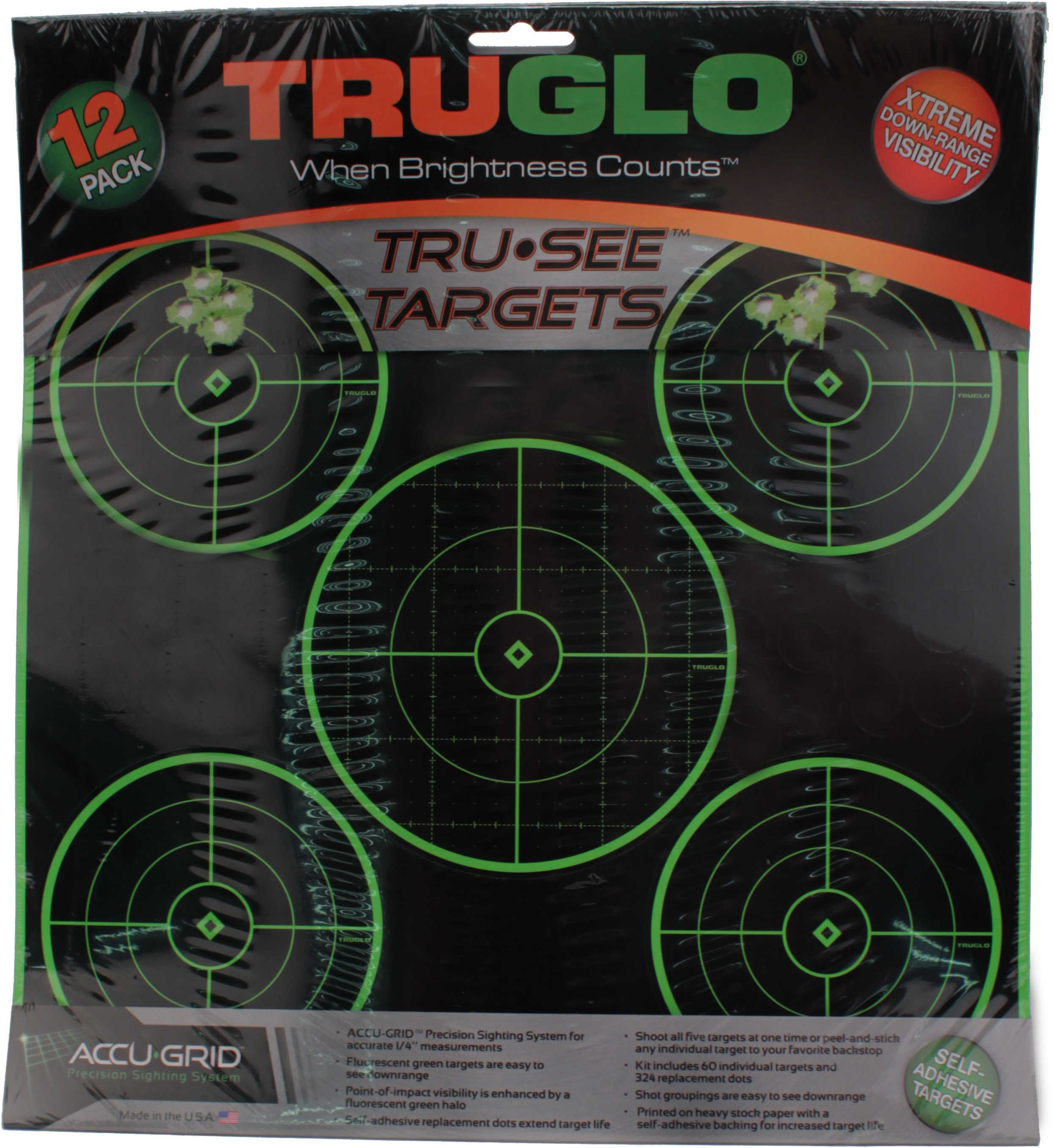 Truglo TG11A12 Tru-See Self-Adhesive Paper 12" x 5-Bullseye Black/Green Pack