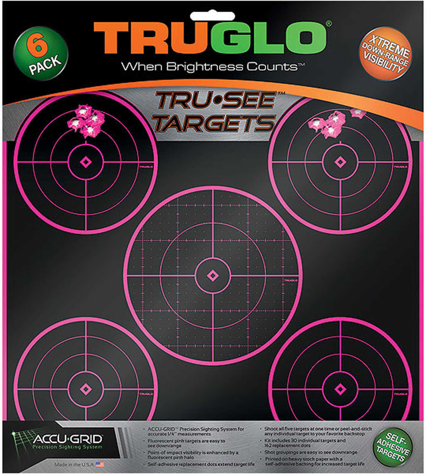 Truglo TG11P6 Tru-See Self-Adhesive Paper 12" x 12" Silhouette Black/Pink 6 Pack