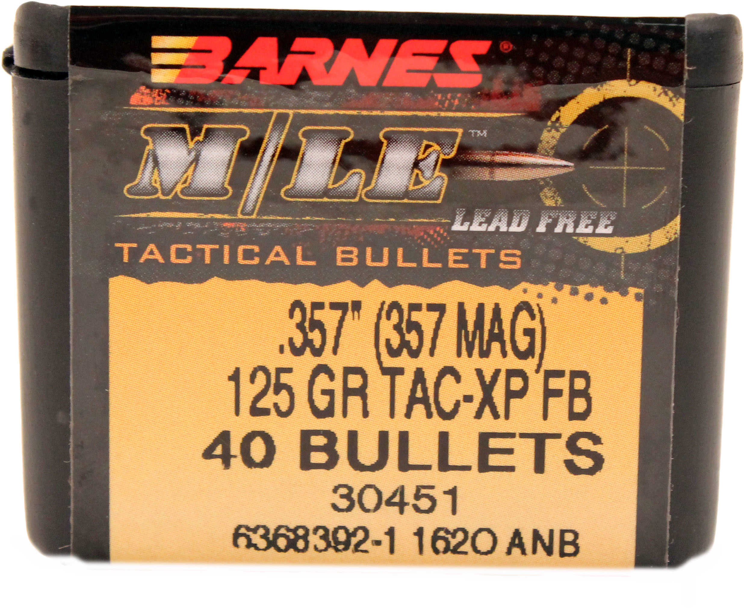 Barnes M/LE TAC-XP Handgun Lead Free Copper 125 grain Bullet .357 Box of 40 bullts
