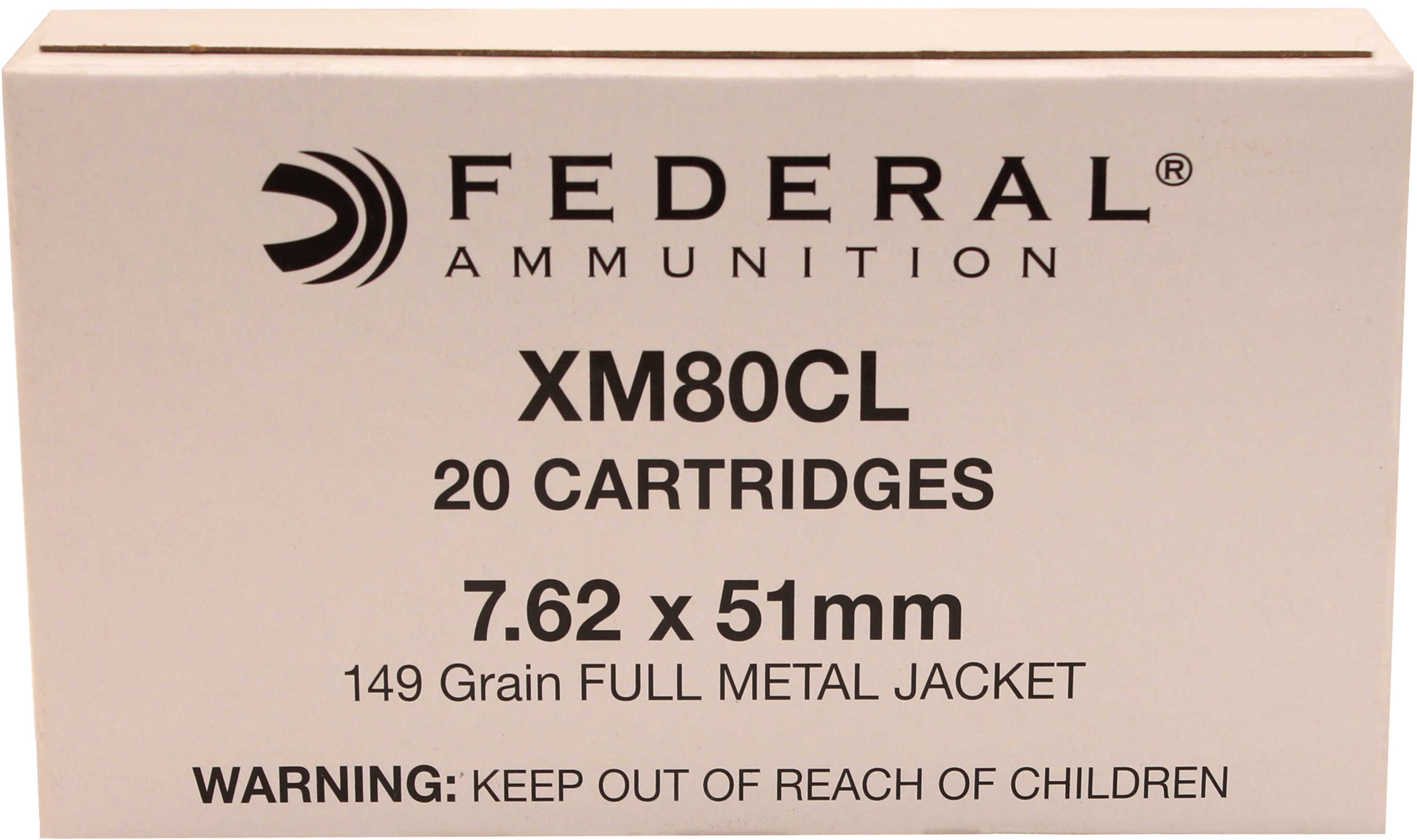 7.62 NATO 149 Grain Full Metal Jacket 20 Rounds Federal Ammunition