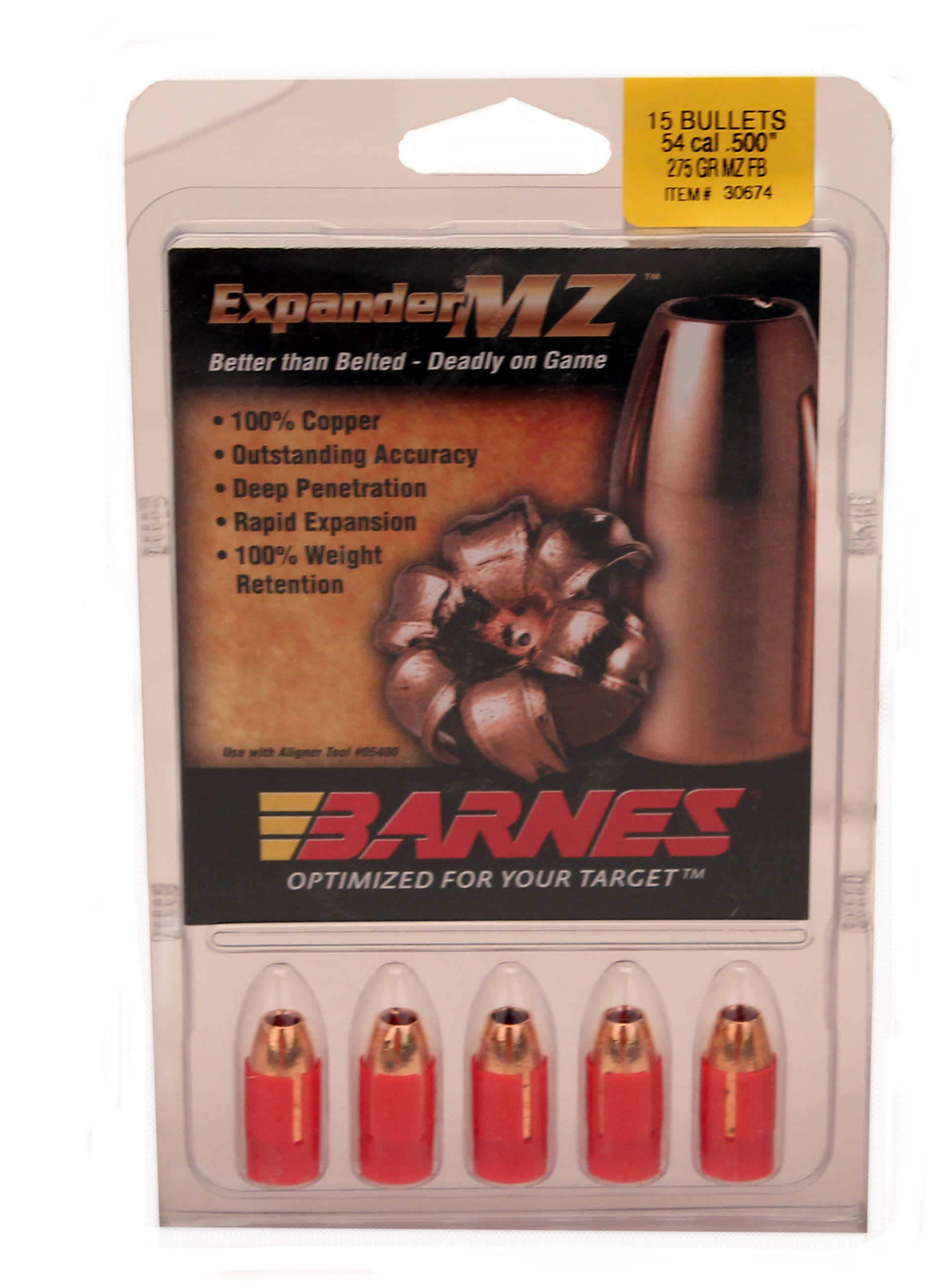 Barnes Expander MZ Muzzleloader Bullets With Sabot .54 Cal .500" 275Gr FB 15/ct