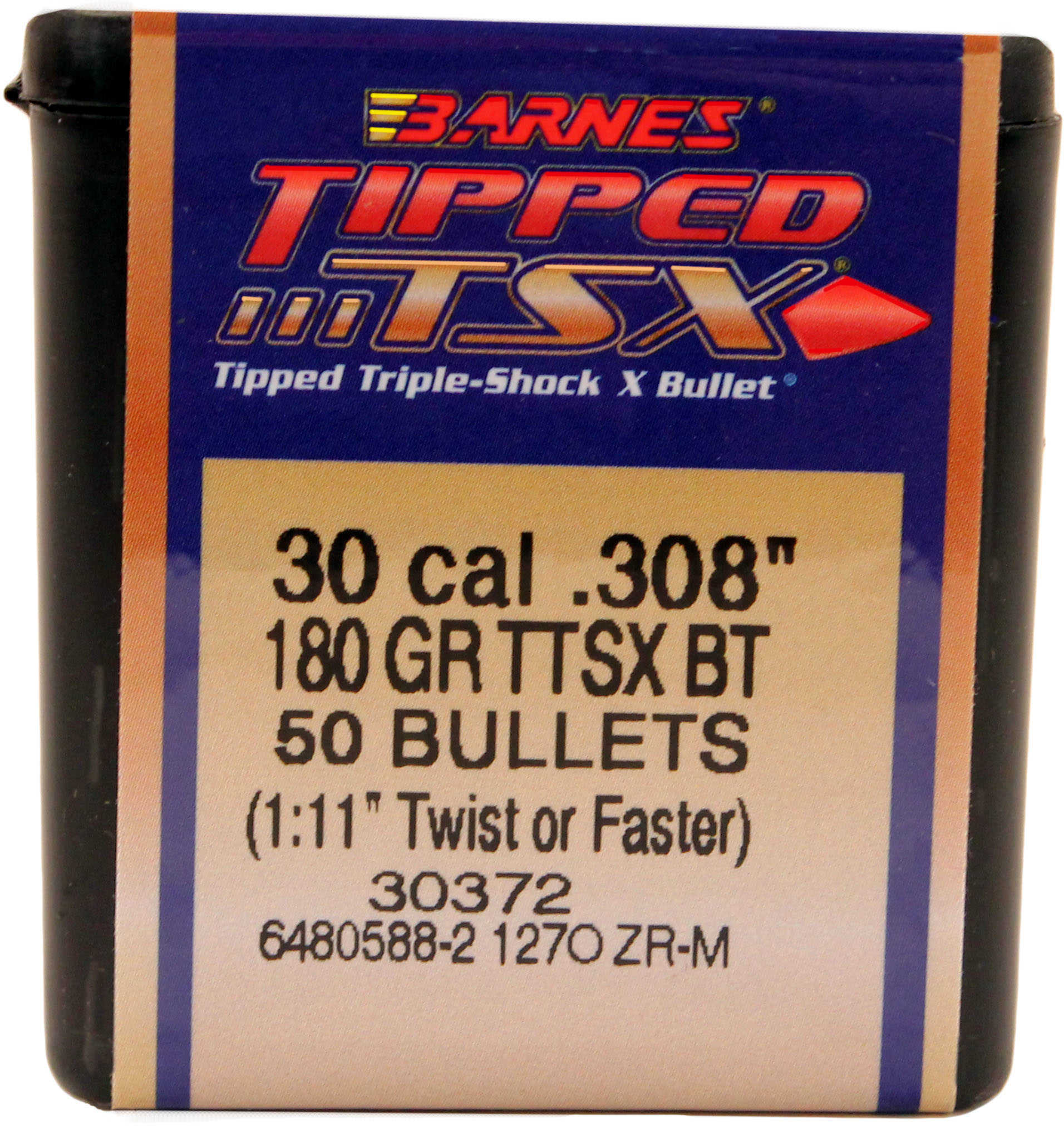 Barnes Bullet 30 Caliber .308 180Gr. Tipped TSX BT 50 Per Box