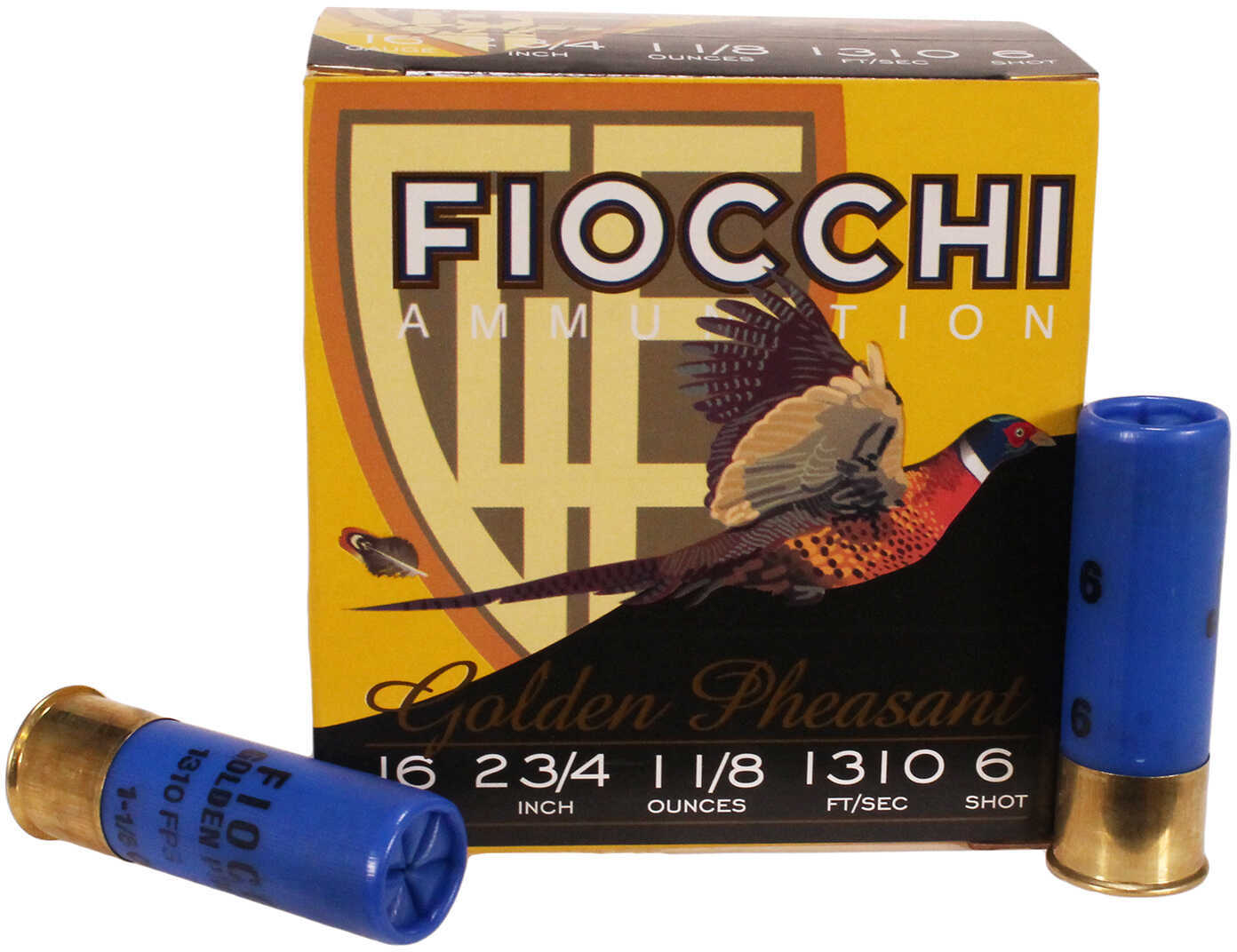 Fiocchi Golden Pheasant Shotgun Loads 16 ga. 2.75 in. 1 1/8 oz. 6 Shot 25 rd. Model: 16GP6