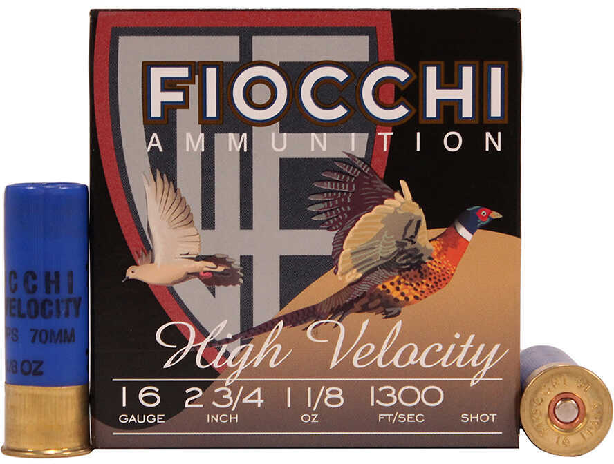 Fiocchi High-Velocity Hunting Load 16 Ga 2 3/4" 1/8 Dr Oz #6 1300 Fps - 25/Box