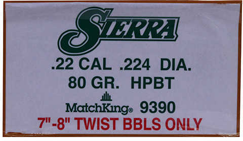 Sierra Bullets MatchKing 22 Cal 80 Grain HPBT 500 Count 9390