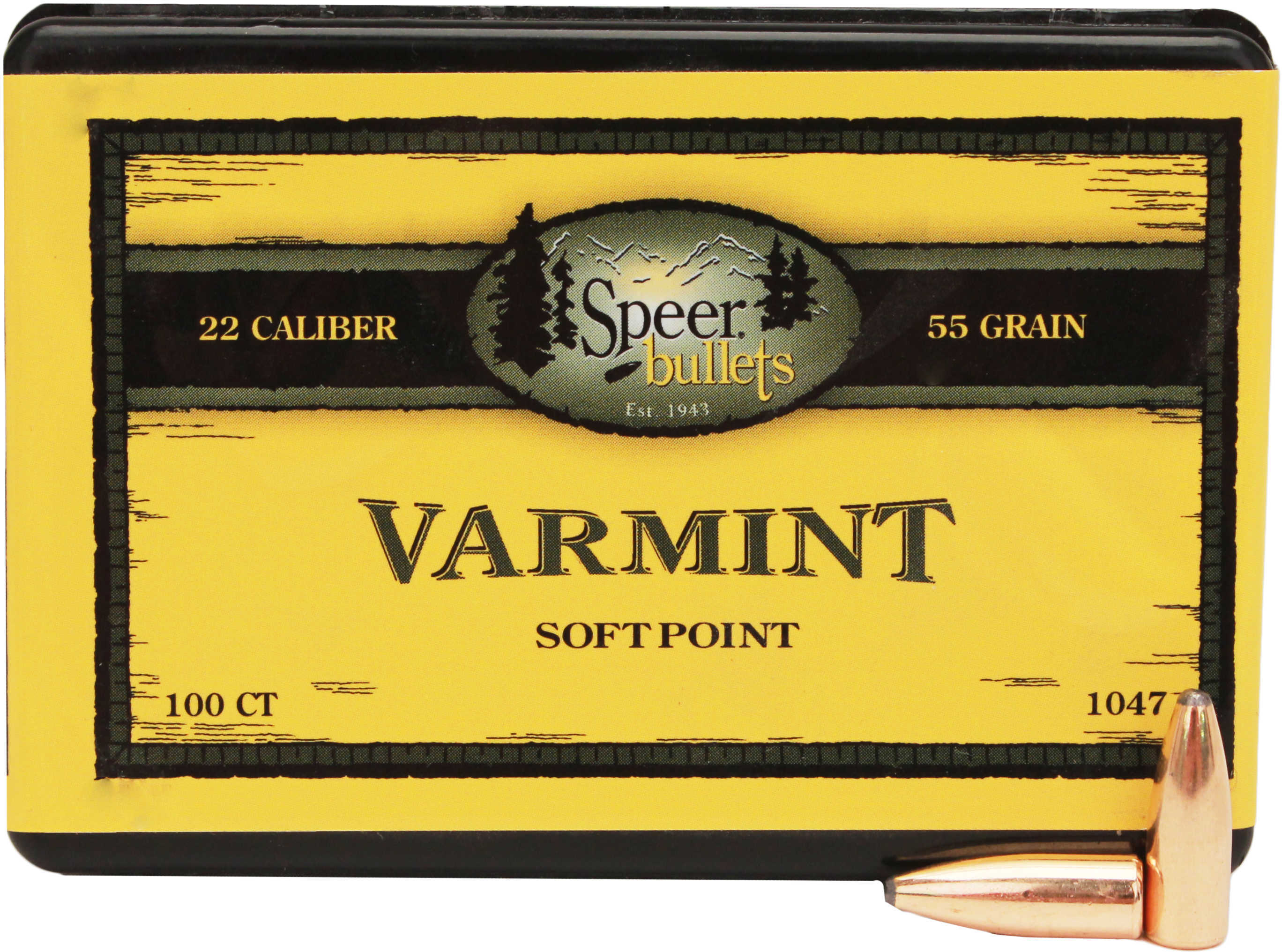 Speer 22 Caliber .224 Diameter 55 Grain Spitzer Soft Point 100 Count