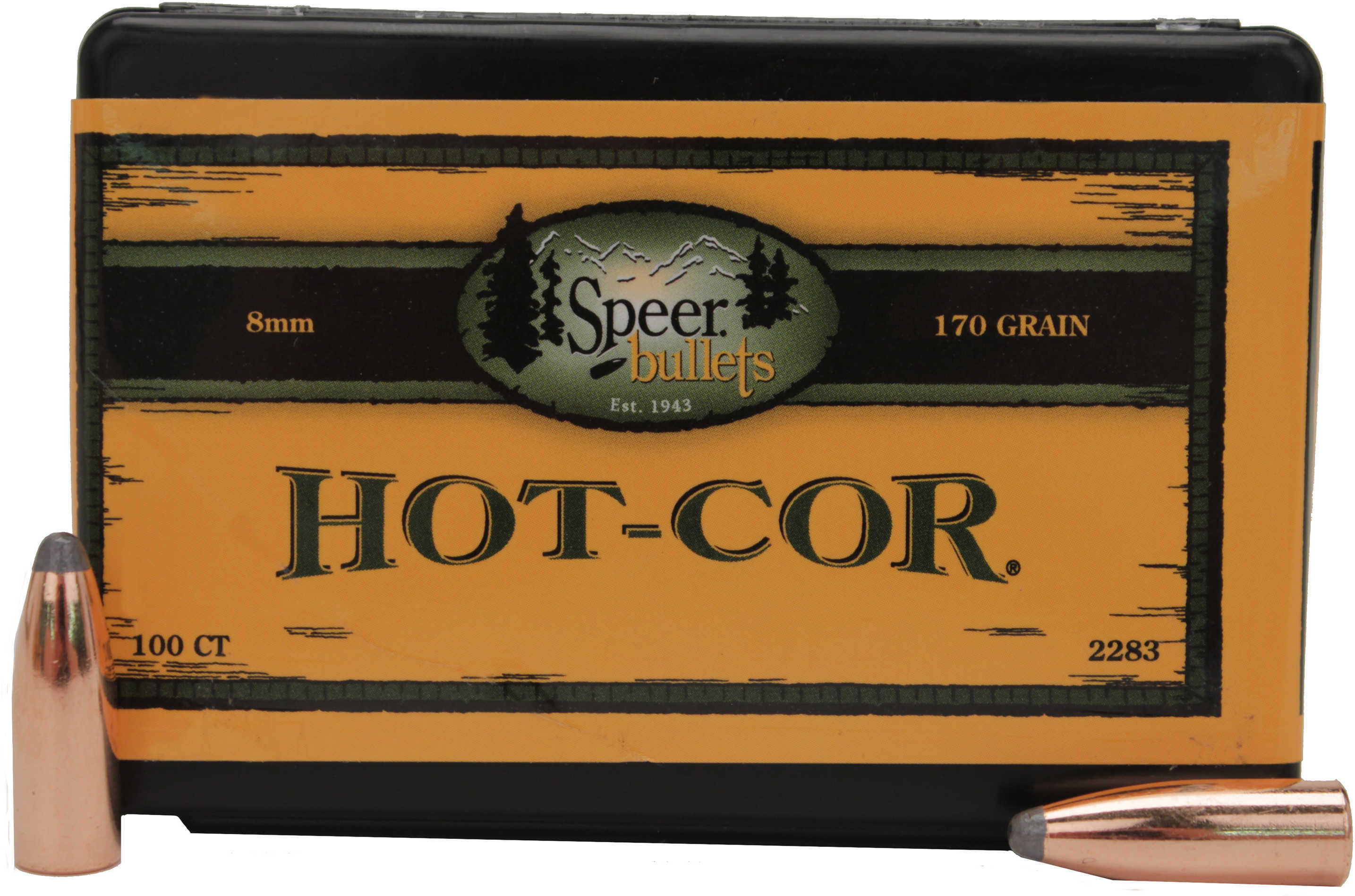 Speer 8mm .323 Diameter 170 Grain Hot Cor Semi Spitzer Soft Point 100 Count