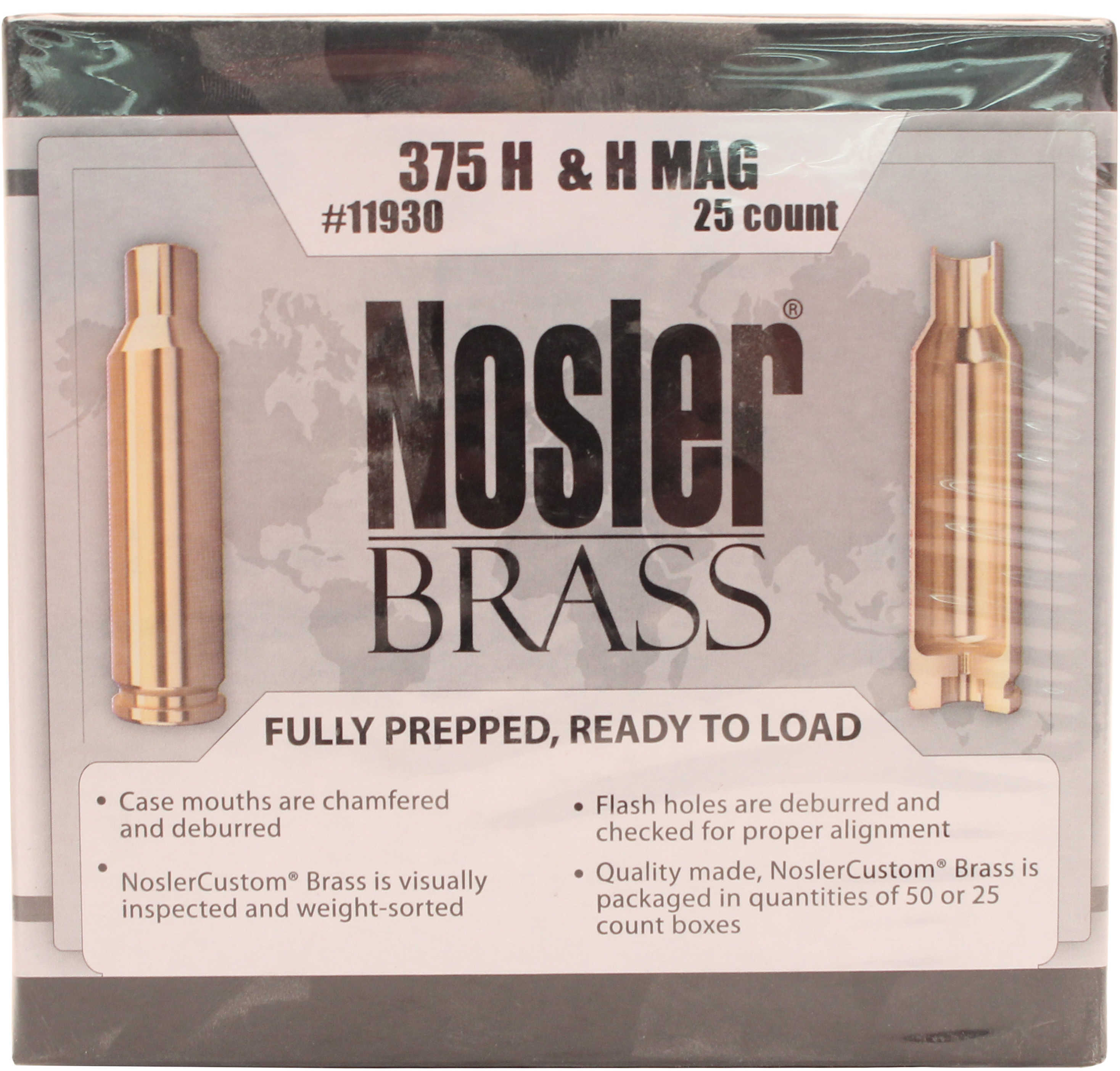 Nosler Unprimed Brass Rifle Cartridge Cases .375 H&H 25/ct