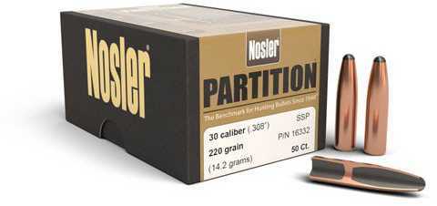 Nosler Partition Bullets .30 Cal. 220 gr. Spitzer Point 50 pk.