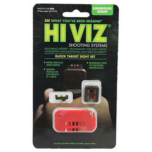 Hi-Viz Litewave Front & Rear Sight Set Fits All for Glocks Includes Green Red White Litepipes
