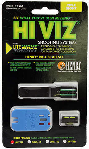 Hi-Viz Litewave Front & Rear Sight Set Fits Henry Big Boy Rifles Includes Green Red White Litepipes