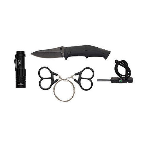 Browning 3220288 Outdoorsman Survival Kit 3.5" Stainless Steel Black G10 50 Lumens