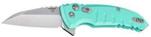 Hogue 24163 X1 Microflip 2.75" CPM154 Stainless Steel Wharncliffe 6061-T6 Anodized Aluminum Aquamarine