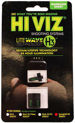 Hi-Viz LiteWave H3 Tritium/Litepipe Night Sights Fits Springflied XD XDS XDE and XD-M Green Front and Rear XDN321