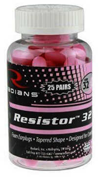 Radians Resistor 32 Foam Ear Plugs Uncorded Pink 25 pr. Jar Model: FP70P/25